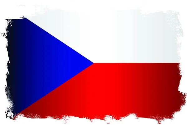 Vlag Van Tsjechië Rood Blauw Wit Met Grunge Grenseffect — Stockvector