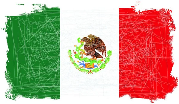 Прапор Південноамериканської Країни Мексики Ефектом Гранджу Обірваним Кордоном — стоковий вектор