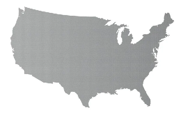 Mapa Silueta Semitono Los Estados Unidos América Sobre Fondo Blanco — Archivo Imágenes Vectoriales