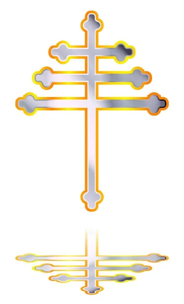 白地に銀と金のキリスト教徒のマロナイトの十字架 — ストックベクタ