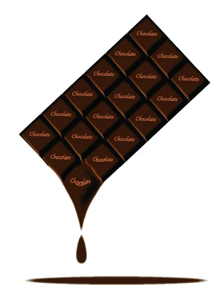 Una Típica Barra Chocolate Negro Maelting Como Fondo — Vector de stock