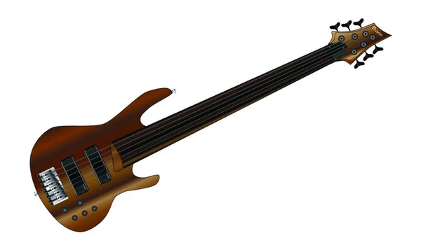 Μια Γενική Κιθάρα Έξι String Fretless Μπάσο Απομονωμένη Μαύρο — Διανυσματικό Αρχείο