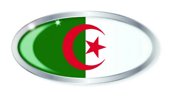 Botão Prata Oval Com Bandeira Argelina Isolada Sobre Fundo Branco —  Vetores de Stock