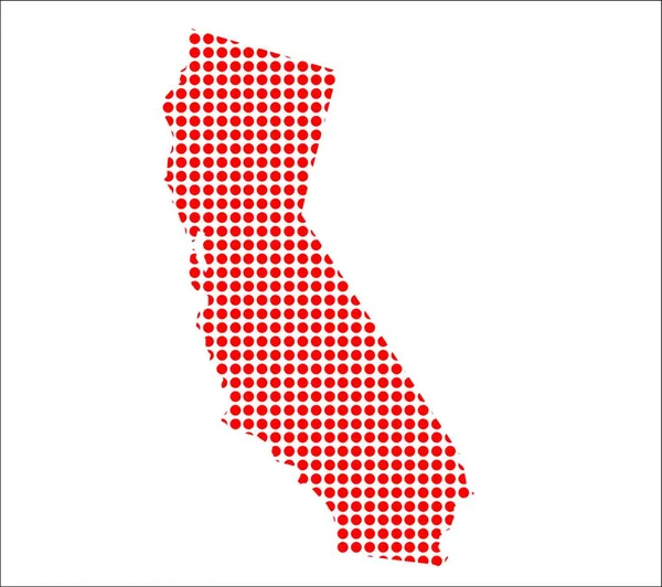 Mapa Del Estado California Creado Partir Una Serie Puntos Rojos — Archivo Imágenes Vectoriales