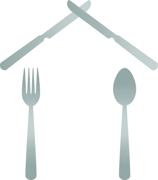 レストラン スナック ロゴとしてフォーク ナイフとスプーン — ストックベクタ