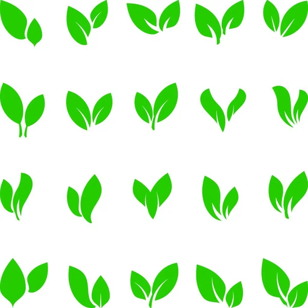 Yapraklar Bitkiler Organik Doğa Simge Logo Koleksiyon — Stok Vektör