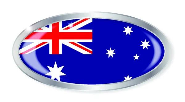 Oval Silver Button Australian Flag Isolated White Background — Stock Vector