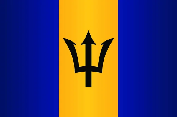 Bandiera Barbados Con Tridente Blu Giallo — Vettoriale Stock