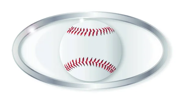Botão Prata Oval Com Uma Bola Beisebol Isolada Fundo Branco —  Vetores de Stock