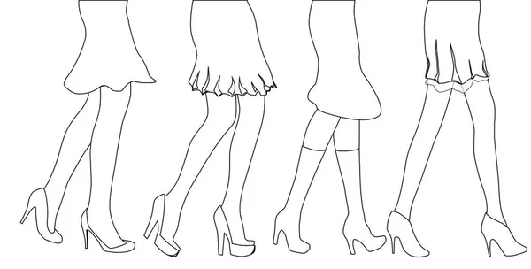 白色背景下的一组女性小腿 — 图库矢量图片