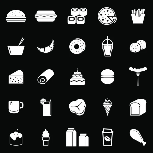 Popular Food Icons Black Background Stock Vector — Stock Vector