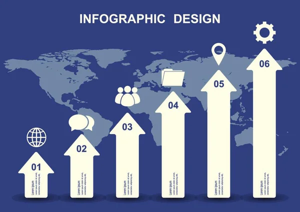 带有业务图标的信息图形设计模板 可用于业务步骤选项 — 图库矢量图片
