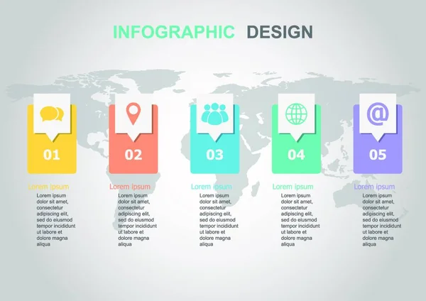 Infografik Design Vorlage Mit Schritt Aktienvektor — Stockvektor