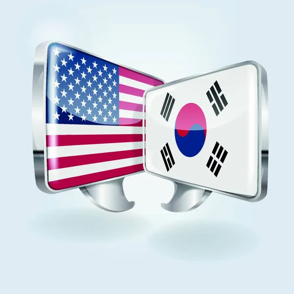Abd Güney Kore Ile Konuşma Baloncukları — Stok Vektör