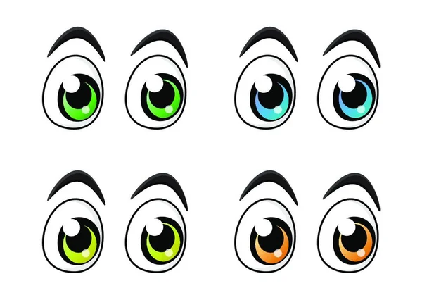 白い背景に隔離された漫画キャラクターの目のセット — ストックベクタ