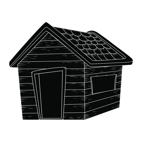 Houten Huis Silhouet Vector Ontwerp Geïsoleerd Wit — Stockvector