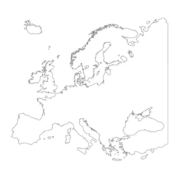 Mappa Dell Europa Disegno Contorno Isolato Bianco — Vettoriale Stock