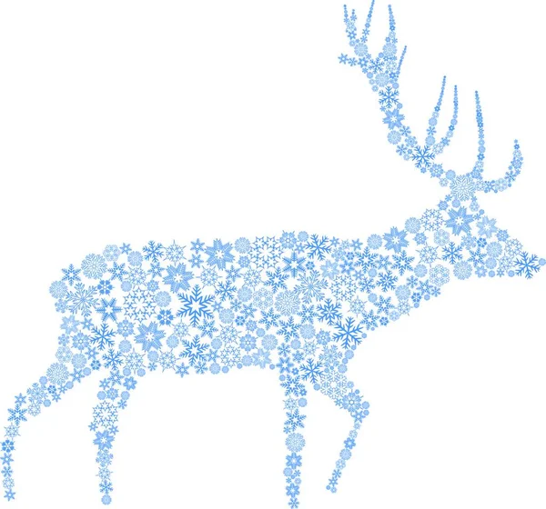 Silhouette Deer Snowflakes White Background — Stock Vector