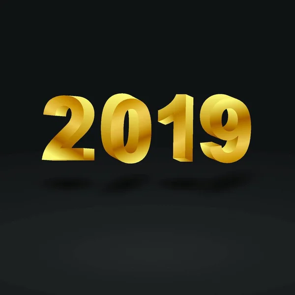 Золотий 2019 Чорному Фоні Векторної Ілюстрації — стоковий вектор