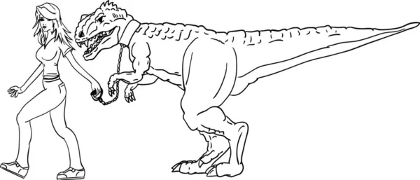 Vektor Girl Dinosaurus Izolované Pozadí — Stockový vektor
