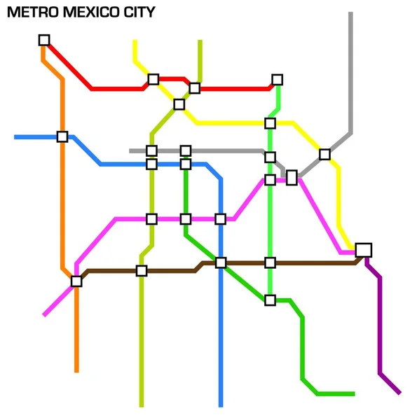 Ilustración Vectorial Del Mapa Vectorial Metro Ciudad México — Archivo Imágenes Vectoriales