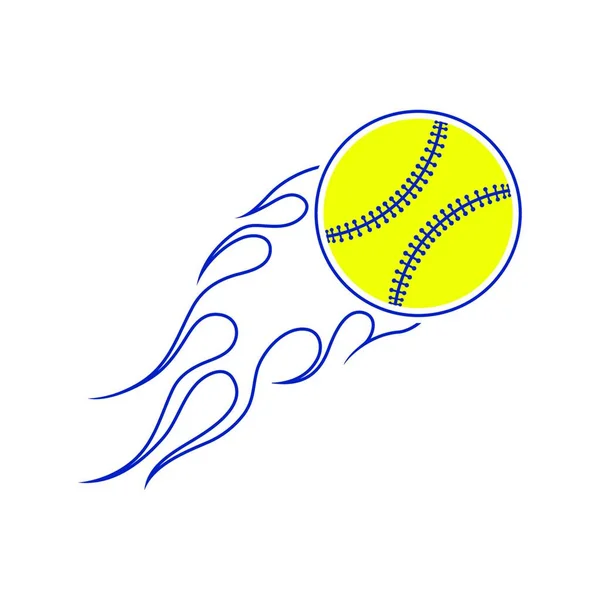 Baseball Fire Ball Icon Thin Line Design Vector Illustration — Stock Vector