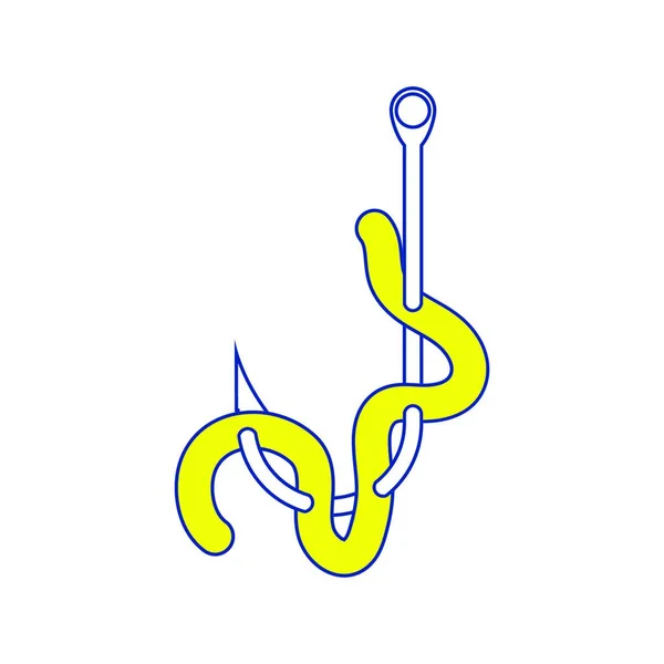フックにワームのアイコン 細い線のデザイン ベクトル図 — ストックベクタ