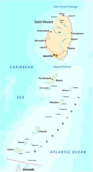 Vincent Santo Mapa Vetorial Granadinas —  Vetores de Stock