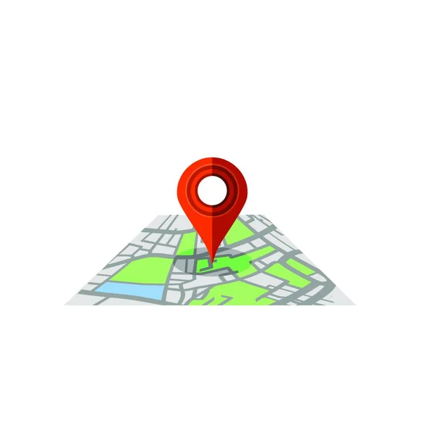 Red Marker Pointer Dengan Peta Jalan Kertas Ikon Lokasi Navigator - Stok Vektor