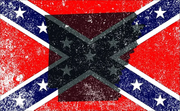 Bandera Los Confederados Durante Guerra Civil Estadounidense Con Superposición Silueta — Vector de stock