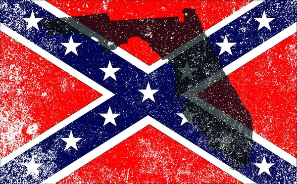 Bandera Los Confederados Durante Guerra Civil Americana Con Superposición Silueta — Vector de stock