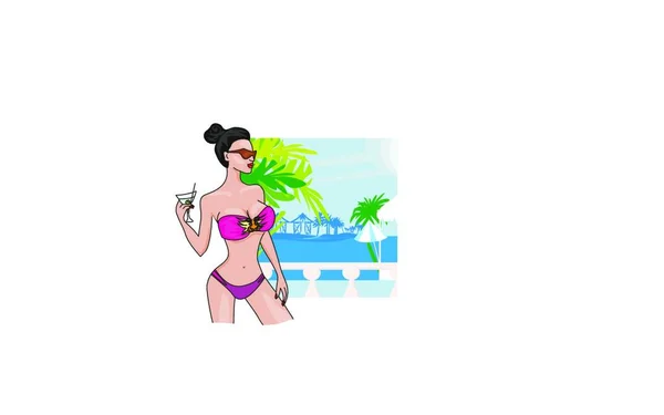 Sexy Beach Girl Vector Illustration — Archivo Imágenes Vectoriales