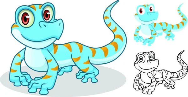 Gecko Charakter Kreskówka Maskotka Projekt Tym Płaskie Sztuki Projektowania Izolowana — Wektor stockowy