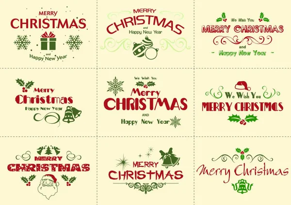 Set Etiquetas Feliz Navidad Pretty Christmas Badge Collection Vector Illustration — Vector de stock