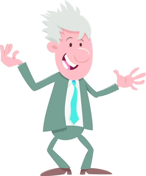 Cartoon Illustration Happy Man Funny Businessman Character — Stock Vector