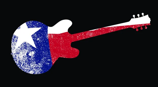 Texas Flag Seen Electric Guitar Outline Black — Stock Vector