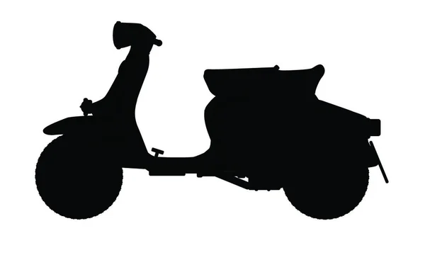 Típico Scooter Motor Estilo 1960 Silueta Sobre Fondo Blanco — Vector de stock