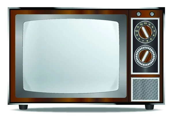 Een Oude Houten Surround Televisie Ontvanger Een Witte Achtergrond — Stockvector