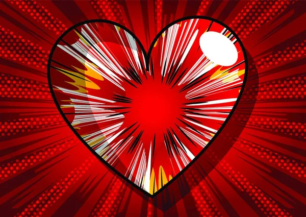 Vector Ilustrado Cómic Estilo Corazón Símbolo Amor Abstracto Icono Signo — Vector de stock