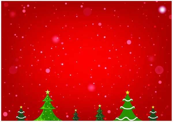 クリスマス ツリーと雪 ベクトル コピー スペースと抽象を単純な図で赤いクリスマス背景 — ストックベクタ