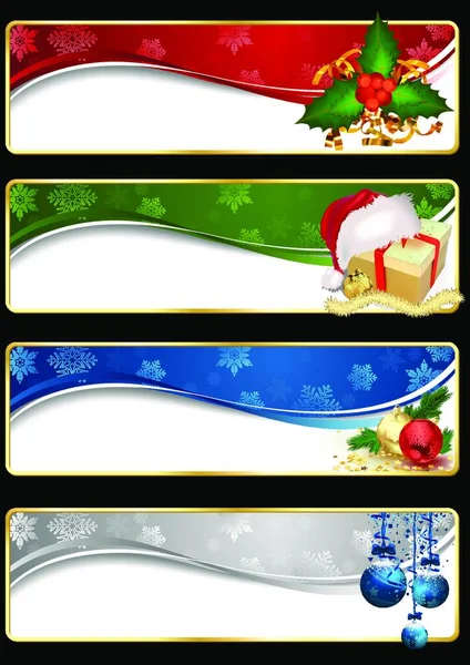 Christmas Website Banner Set Festive Background Illustrations Vector — Stock Vector