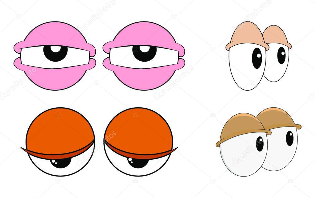 Tired, sleepy eyes set for comic book character vector design isolated on white.