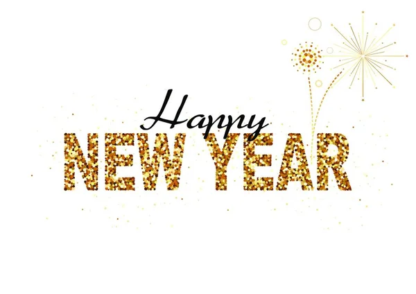 Šťastný Nový Rok Zlato Třpytí Návrh Blahopřání Slavnostní Plakát Nebo — Stockový vektor