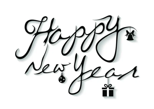 Šťastný Nový Rok Inscription Bílém Pozadí Stíny Ilustrace Vektor — Stockový vektor