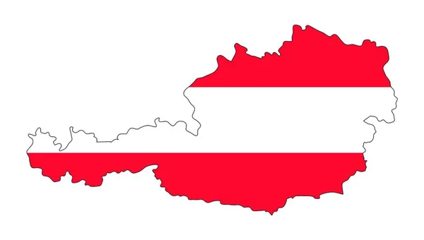 Austria Mapa Bandeira Design Isolado Fundo Branco — Vetor de Stock