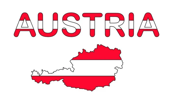 Rakousko Mapa Vlajka Design Izolované Bílém Pozadí — Stockový vektor