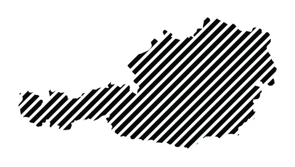 白の背景に隔離された縞模様オーストリア地図輪郭デザイン — ストックベクタ