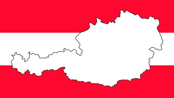 Austria Map Outline Design Flag Red White Color Background — Stock Vector
