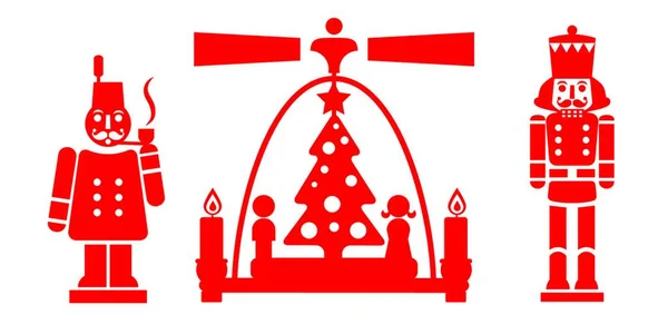 Dziadek Orzechów Piramida Bożego Narodzenia Palacz Tradycyjne Niemieckie Dekoracje Świąteczne — Wektor stockowy