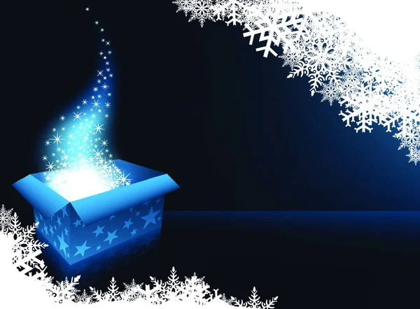 Magic Christmas Gift Box Résumé Contexte Illustration Vecteur — Image vectorielle